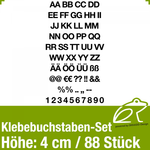 Klebebuchstaben-Set H.4cm 88Stück