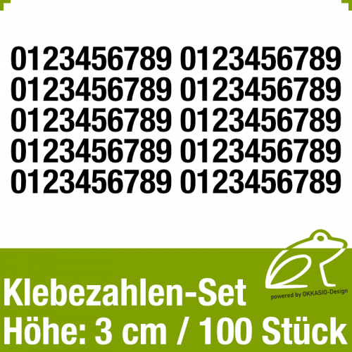 Klebezahlen-Set H.3cm 100Stück