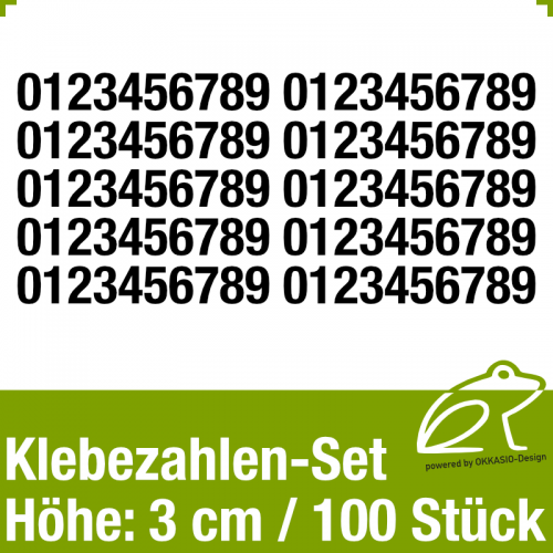 Klebezahlen-Set H.3cm 100Stck