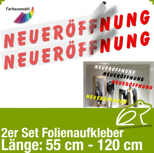 Aufkleber NEUERFFNUNG 2er-Set / 55 bis 120 cm