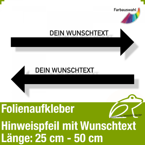 Aufkleber Hinweispfeil mit Wunschtext *1