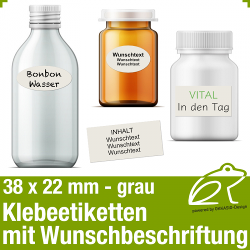 Klebeetiketten grau - 38 x 22 mm