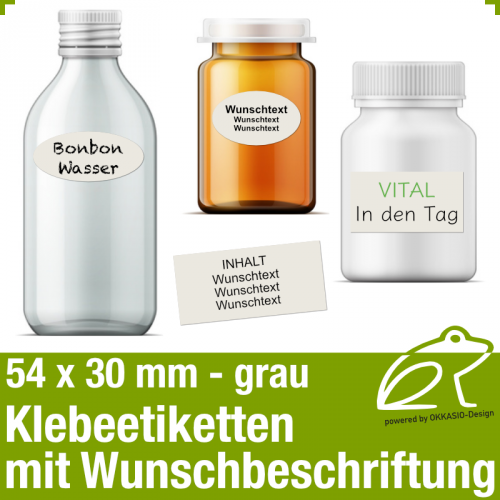 Klebeetiketten grau - 54 x 30 mm