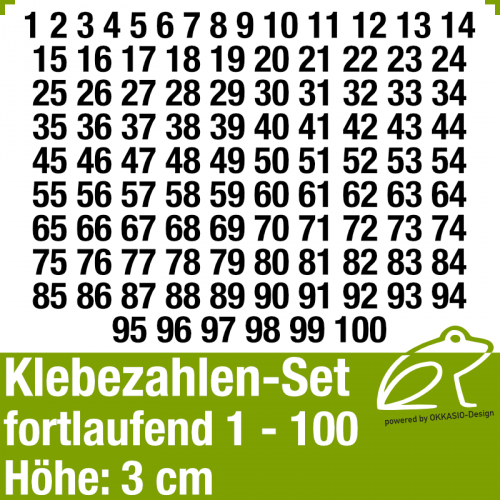 Klebezahlen-Set fortlaufend 1-100 H.3cm