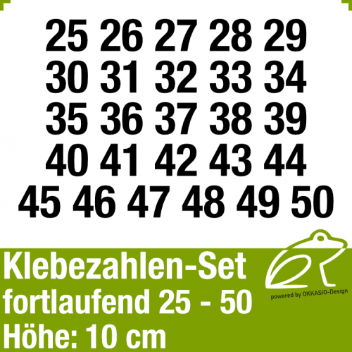 Klebezahlen-Set fortlaufend 25-50 H.10cm