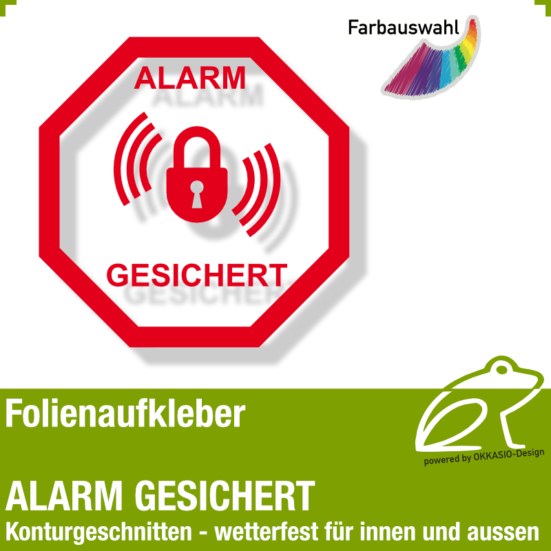 Alarmanlage Aufkleber Glocke Alarmglocke Hinweisschild Alarm Büro Türaufkleber Fensteraufkleber Farbe Rot-Weiß Größe 1 Stk