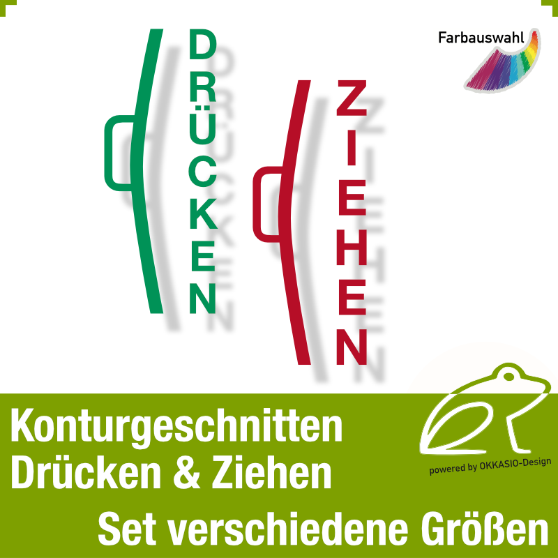 Türaufkleber Drücken/Ziehen *4 - Aufkleber-Set eckig