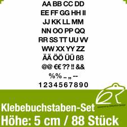 Klebebuchstaben-Set H.5cm 88Stück