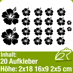 Hibiskus Klebeblten Set 1 / 5-18cm / 20 Teile