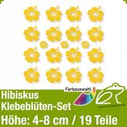 Hibiskus Klebeblten Set 3 / 4-8cm / 19 Teile