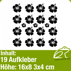 Hibiskus Klebeblten Set 3 / 4-8cm / 19 Teile