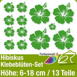 Hibiskus Klebeblten Set 5 / 6-18cm / 13 Teile