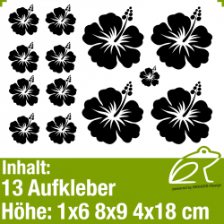 Hibiskus Klebeblten Set 5 / 6-18cm / 13 Teile