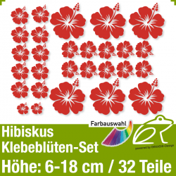Hibiskus Klebeblüten Set 6 / 6-18cm / 32 Teile
