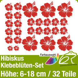 Hibiskus Klebeblten Set 6 / 6-18cm / 32 Teile