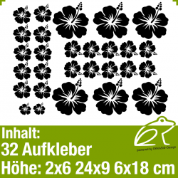 Hibiskus Klebeblten Set 6 / 6-18cm / 32 Teile