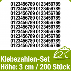 Klebezahlen-Set H.3cm 200Stück