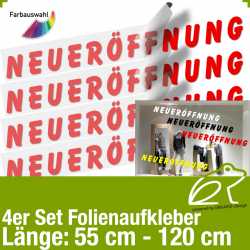 Aufkleber NEUERÖFFNUNG 4er-Set / 55 bis 120 cm