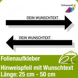 Aufkleber Hinweispfeil mit Wunschtext *1