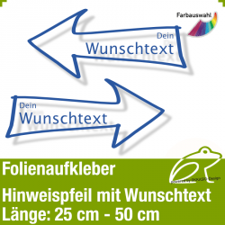 Aufkleber Hinweispfeil mit Wunschtext *2