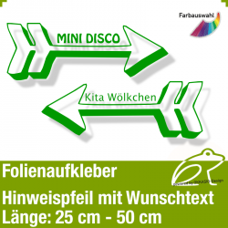 Aufkleber Hinweispfeil mit Wunschtext *3