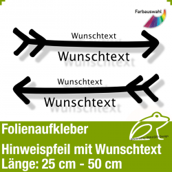 Aufkleber Hinweispfeil mit Wunschtext *4