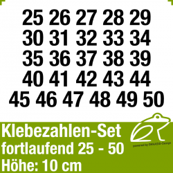 Klebezahlen-Set fortlaufend 25-50 H.10cm