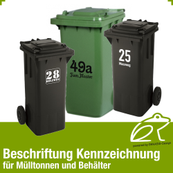 Mülltonnenbeschriftung Mülltonnenaufkleber mit Hausnummer Straßenname