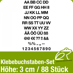 Klebebuchstaben-Set H.3cm 88Stück